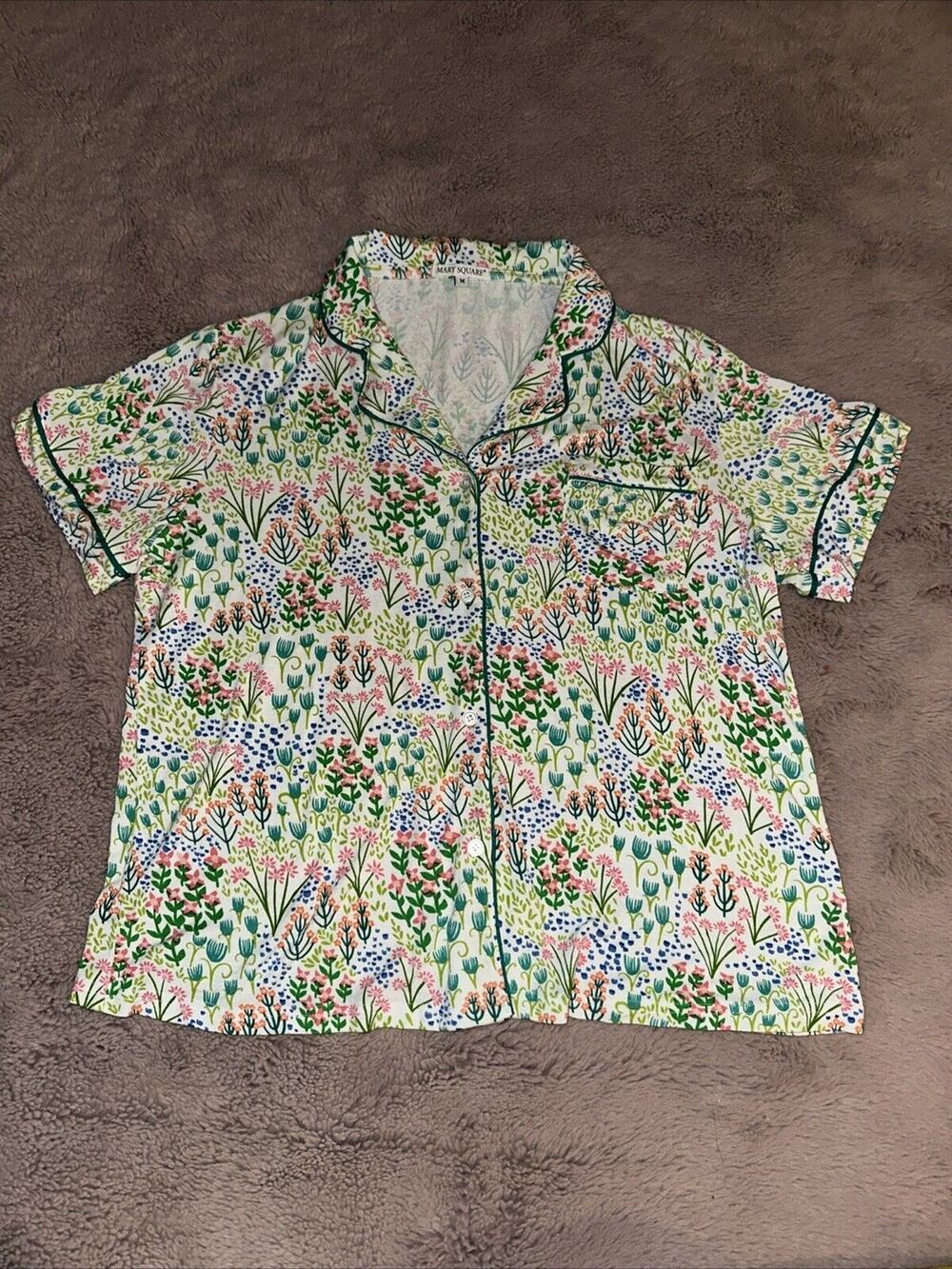 Mary Square Luxury Floral Pajama Top Women’s Size M Multicolor